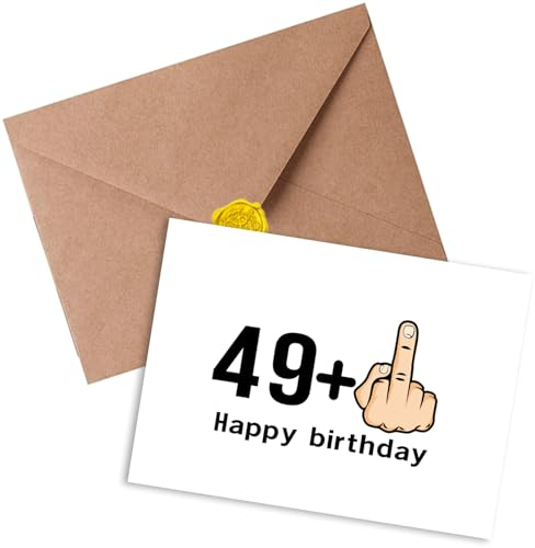 Sugeru Geburtstagskarte zum 50,Lustige Geburtstagskarten mit Umschlag | Nachhaltige Karte Glückwunschkarte für Frau,Mann | 49+1 Finger-Grußkarte | Personalisierte Geburtstag | Birthday Geschenke (50)