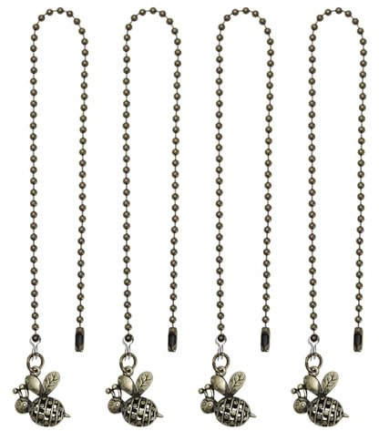 Create idea 4 Stück Bienendeckenventilator Zugkette 30 cm Upgrade Befestigungen verbessern Wohnräume für Deckenventilatoren/Pendelleuchten/Nachttischlampen, Metall, Bronze-Finish, Bienenform