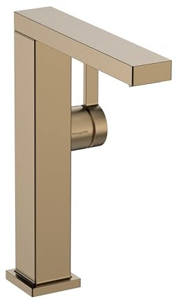 hansgrohe Tecturis E - Waschtischarmatur mit Push-Open Ablauf, energiesparend (CoolStart), Wasserhahn Bad mit Auslauf Höhe 211 mm, Mischbatterie wassersparend (EcoSmart+), Brushed Bronze, 73060140
