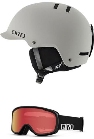 Giro Surface Combo Pack Skihelm - Snowboardhelm mit passender Schutzbrille, mattgrau/schwarz, Wortmarke M (55,5-59cm)