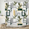 ASDCXZ Tenda da doccia geometrica, 240 x 180 cm, moderna, verde scuro, oro, irregolare, geometria tropicale, foglie, bagno, lavabile, in poliestere, impermeabile, per vasca da bagno con 12 ganci