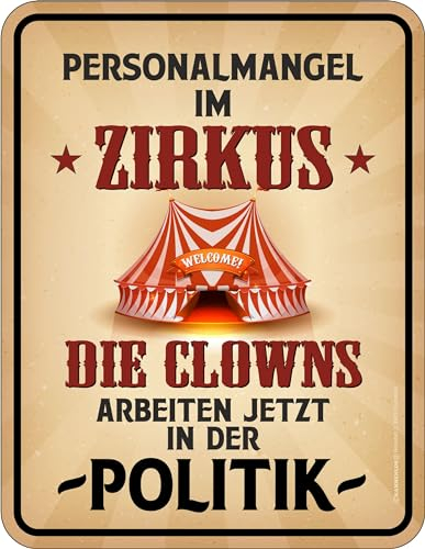Deko Blechschild für politikverdrossene Wähler: Clowns in der Politik