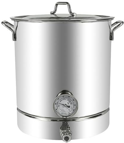 Acciaio Inox 304 Bollitore Per Birra Domestica, 30-60L Pentola Per Brodo Con Valvola, Doppia Filtrazione, Termometro E Filtro Pentola Per La Produzione Di Birra (Argento),30L