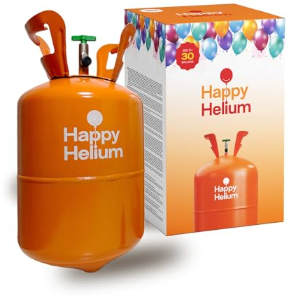 Happy Helium® 2x Ballongas Helium für 30 Luftballons | Heliumgas mit Füllventil - Balloon Gas 200 Liter (0,2m³) für Geburtstag, Hochzeit, Party