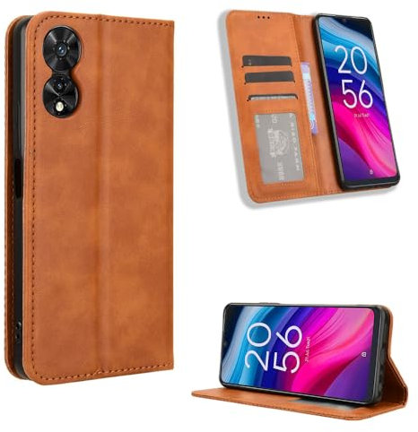 BellaCase TCL 50 5G Coque [Étui Portefeuille] [Fonction Support] [Slots pour Cartes] [Couverture à Rabat Magnétique] Compatible avec Le Smartphone TCL 50 5G(Marron)