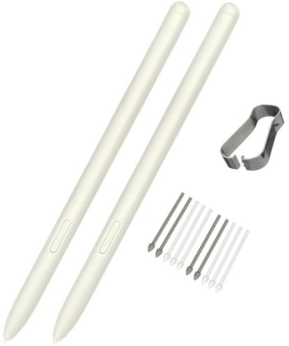 2 Pack Galaxy Tablet S6 Lite/S7/S8/S9 Series Stylus Pen Replacement for Samsung Galaxy Tab S6 Lite S7 S8 S9 S9 Plus S9 Ultra S9 FE Stylus Pen +10 Tips/Nibs (NO Bluetooth) (White)