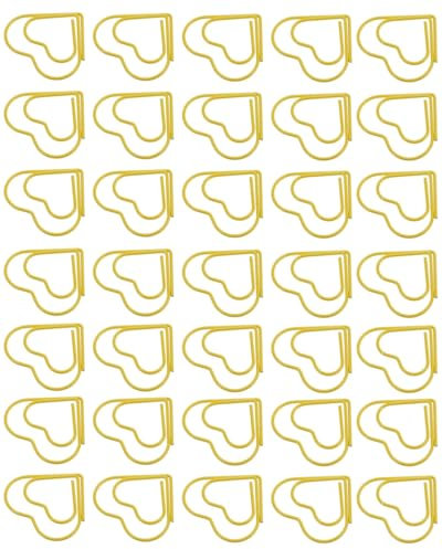 YOCDNOV Lot de 100 Trombones en Forme de cœur - doré en Forme de cœur - pour décoration de Mariage, Cartes Postales, Invitations, Bureau, école, Fournitures(Or)