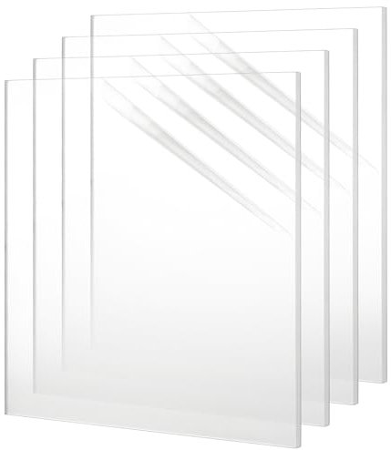 Oungy 4 placas de vidrio acrílico de 3 mm, 30 x 30 cm para exteriores, placa acrílica transparente de 3 mm de grosor, lámina de plexiglás para decoración Househld, corte por láser, exposición de