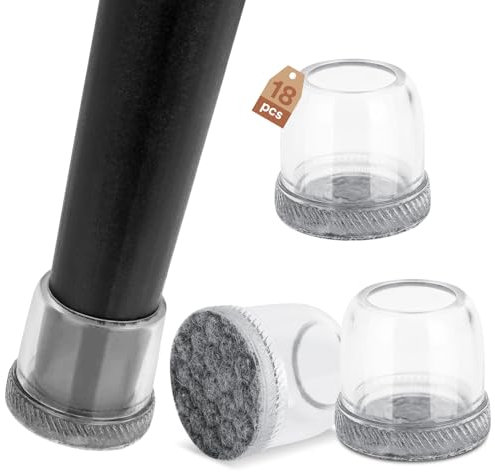 Euqvunn 18pcs Gommini per Sedie Rotondi, Feltrini per Sedie Silicone, Trasparente Coprigambe per sedie, Proteggi Gambe per Mobili, Tappi Piedini per Proteggere i Pavimenti da Graffi e Rumori 19-25mm