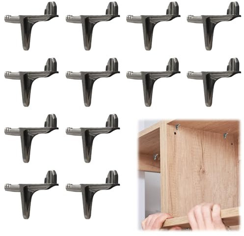 12 Shelf Support Pins Nickel Plated 3mm Set, Heavy Duty Metal Peg Shelving Studs for Bookcases Cupboard Cabinets and Furniture Kitchen Shelves Steel Brackets for Secure Shelf Fitting