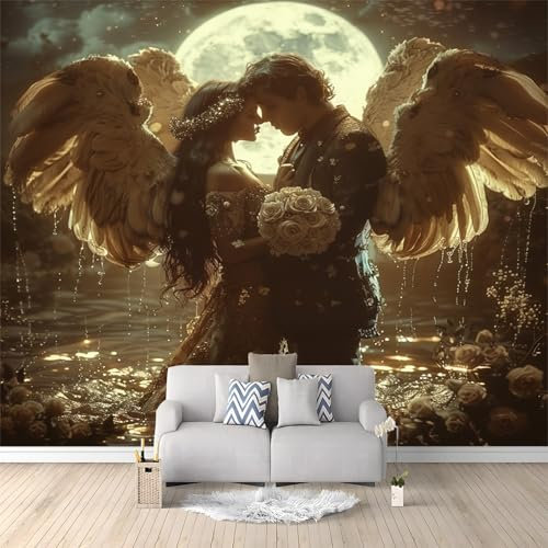 Papier Peint Panoramique Ange Mythique Fantastique Rétro Intissé Murale, Photo Murale pour Salon Chambre d'enfants restaurant Décoration Murale 200x140 cm