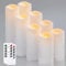 Yeelida Waterproof 8pcs Flameless 5.5cm x10 10 12.5 12.5 15 15 17.5 17.5cm LED Candles with 2 Remotes & Daily Timer, Battery Operated White Plastic Long Lasting Pillar Candles for Outdoor Use