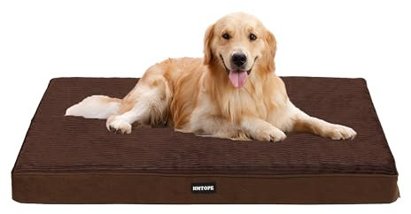 HMTOPE Orthopädisches Hundebett, 10cm Dicke Hundekissen für Mittelgroße Hunde, Grosse Hunde, Abnehmbar und Waschbar Hundematte, rutschfeste Unterseite, Wasserdichtes Innenfutter, 112 cm, Braun