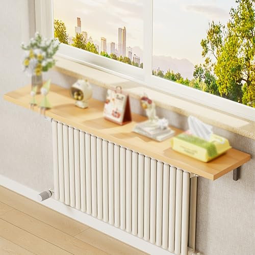 Heizkörperregal Nur obere Heizkörperabdeckung 50 70 90 110 130 cm, rustikales schmales schwebendes schwarzes Holzregal über dem Heizkörper, oberes Heizkörperlagerregal für Küche/Büros/Hotel(A,40x20cm/