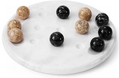 Radicaln Marble Tic Tac Toe Board Game 10 Inches Black & Coral Handmade Adult Strategy Board Games for Game Night, Ideal Brain Games for Tabletop