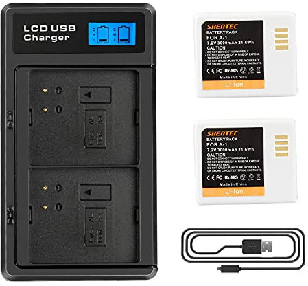 2 Stück Li-ion LCD USB Ladegerät für DJI Osmo Action 5 Pro/4/3, Akkus und LED Dual USB Ladegerät Zubehör Kompatibel mit DJI Osmo Action 3, Action 4, Action 5 Pro, Kamera