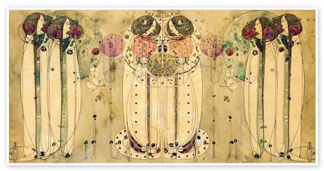 Die Wassail Poster von Charles Rennie Mackintosh 120 x 60 cm Beige Wandbilder Wanddeko