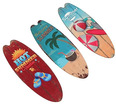 Cabilock 3stücke Teiliges Surfbrett Holzschild Sommerliche Strand-deko Retro Wanddekor Für Innen Außenbereich Für Beach Party Garten Terrasse