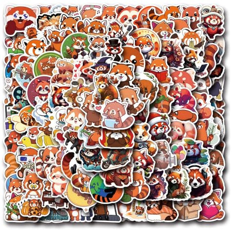110 Pack Red Panda Cute Animal Stickers Waterproof Cartoon Little Panda Stickers for Water Bottle Laptop Car Bicycle Skateboard Scrapbooking Notebook,Panda Stickers for Kids Teens Adult