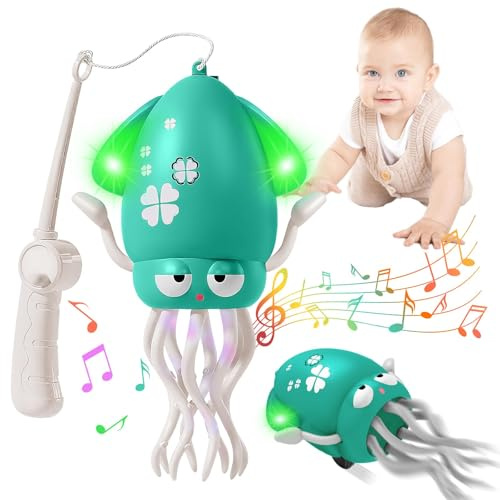 Tanzender Oktopus, Krabbelspielzeug Baby, Baby Oktopus Krabbel Spielzeug Mit LED-Lichtern&Musik, Tummy Time Toys Krabbelspielzeug, Weihnachten Geburtstag Geschenk für 1 2 3 Jahr Mädchen Junge