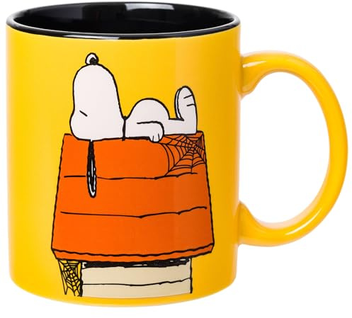 Silver Buffalo Peanuts Halloween Snoopy Trick or Treat, Ceramic Mug, 20oz | Spider Webs, 0.59 Liters