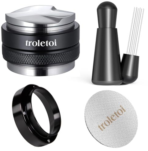 troletoi 54mm Espresso Zubehör Set – 2-in-1 Tamper & Kaffee Distributor, WDT Tool, Dosiertrichter & Puck Screen, passend für Sage 54mm Espressomaschinen und Siebträger