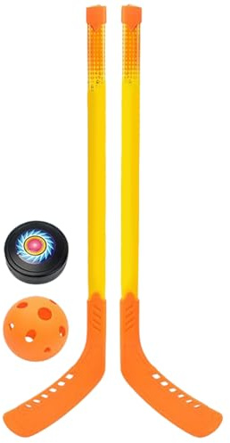 Generisch Ensemble de crosse de hockey pour enfants - Crosse de hockey sur glace portable et balles - Équipement d'entraînement sportif - Matériau durable - Équipement d'intérieur pour débutants