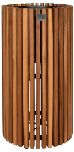 lamorenda Pflanzgefäß Pflanzkübel Blumenkübel Holz Akazie inkl. Kunststoffeinsatz D36,5 x 72 cm Braun