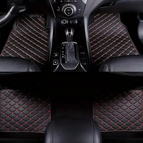 JINHUAHUOTUI Premium Autofußmatten für ORA 03 2025 2024 2023, Auto Fußmatten Set Leder-Optik Schwarz Rot Wasserdicht & rutschfest Allwetter Autoteppich Zubehör