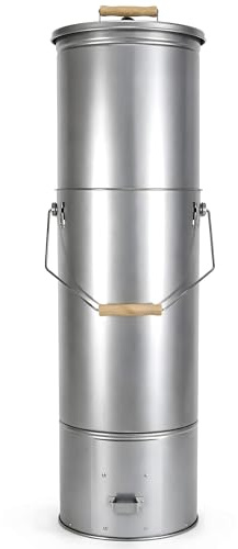 Eversmoke Teleskop-Räuchertonne, Rund | Ausziehbarer Räucherofen für Fisch & Fleisch, Inkl. Thermometer, 10 S-Haken & Rost, Platzsparend klappbar