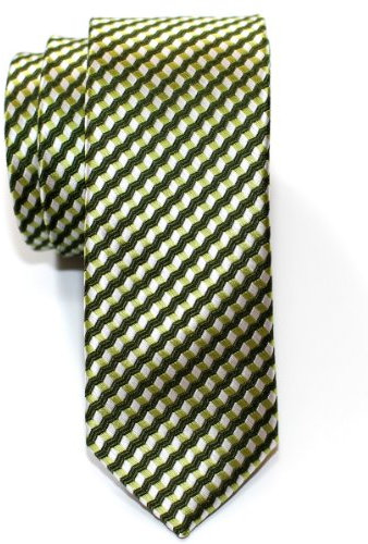 Retreez Corbata de microfibra fina con estampado en zigzag para hombres Ejército verde