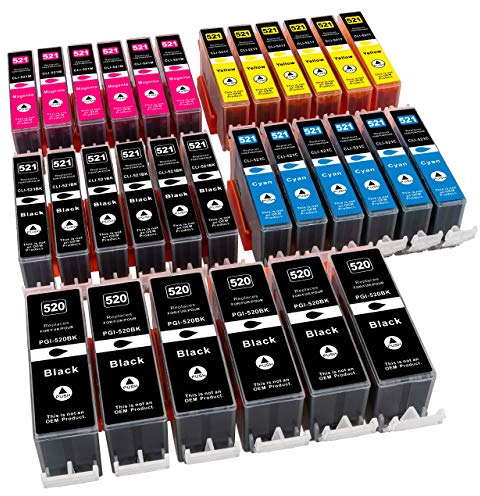 ESMONLINE 30 komp. XL Tintenpatronen als Ersatz zu Canon PGI-520 / CLI-521 für Canon Pixma iP3600 iP4600 iP4700 MP540 MP550 MP560 MP620 MP630 MP640 MP980 MP990 MX860 MX870 (30er Set)