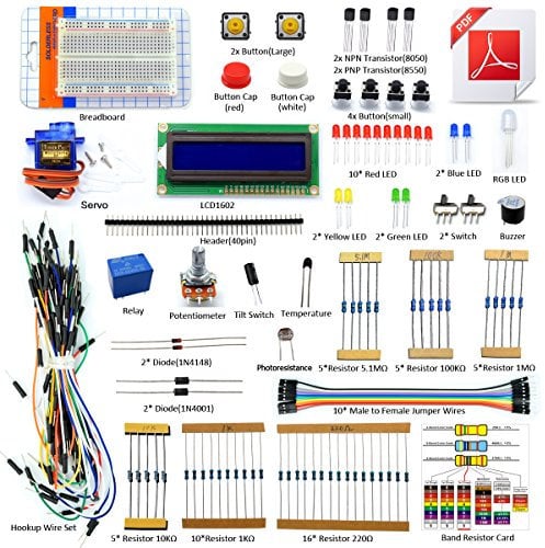 Adeept Project 1602 LCD Starter Kit for Arduino UNO R3 Mega2560 Nano Servo Relay LCD1602 Beginner/Starter Kit for Arduino with PDF Guidebook/User Manual