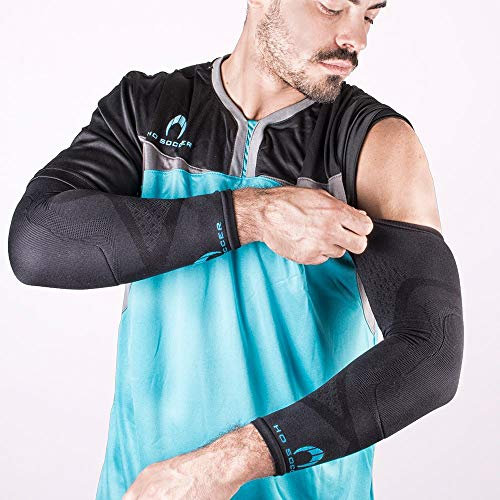 HO Soccer Protek Arm Manguitos Técnicos Antiabrasión para Portero, Unisex Adulto, Negro, S