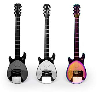 gm Lot de 3 cuillères en forme de guitare en acier inoxydable