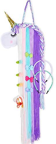 Beinou Einhorn Haarspangen Halter Regenbogen Garn Quasten Haar Bogen Haarnadel Lagerung Stirnband Veranstalter Kleiderbügel Haarschmuck Einhorn Thema Party Dekorationen für Baby Mädchen