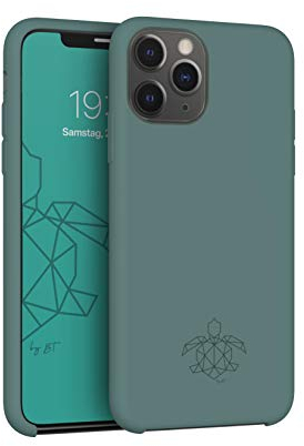 turtleandcase Silikonhülle für iPhone 11 Pro (5,8) - Liquid Silicone Case - Kostenloses Panzerglas - Hochwertiges Silikon Schutz - Kratzfestes Mikrofaserfutter Schutzcase (Piniengrün)