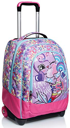 Rucksack mit Trolleyfunktion, 2 in 1, Schulranzen mit Rollen, ab 1. Klasse, für Schule, Gymnasium, Reisen&Freizeit, Mädchen&Jungen, mehrfarbig, Bärchen