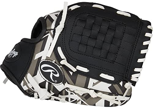 Rawlings Jungs T-Ball & Youth Baseball/Softball Glove | Sizes 9-10.5 Handschuh, Remix – Schwarz/Weiß/Grau, 9 | Ages 3-6