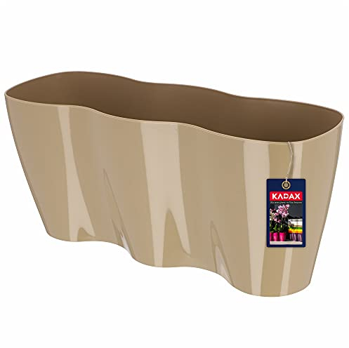 KADAX Blumentopf für Innen, Orchideen, Blumen, Pflanzen, Fensterbank, Übertopf, Orchideentopf, Pflanztopf aus Kunststoff, moderner Pflanzkübel, Blumenkübel, Blumenübertopf (35 x 12 cm, Beige)
