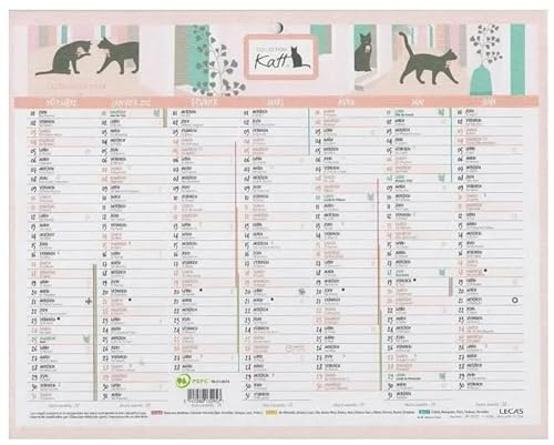 LECAS – 1 Wandkalender, illustriert, KATT 2024 – 27 x 21 cm – Zeitraum: Dezember 2024 bis Januar 2026