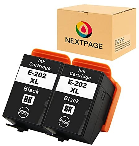 Nextpage 202XL Ersatz für Epson 202 XL Druckerpatronen für Epson Expression Premium XP-6000 XP-6005 XP-6100 XP-6105 XP6000 XP6005 XP6100 XP6105 Drucker (2 Schwarz 202XL Tintenpatronen)