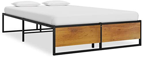 vidaXL Bettgestell Bett Metallbett Schlafzimmerbett Doppelbett Bettrahmen Ehebett Lattenrost Schlafzimmermöbel Schwarz Metall 120x200cm