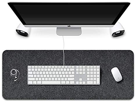 FireBee Extended Gaming Mouse Pad, Non-Slip Desk Pad, Desktop Protector Mat, Felt Keyboard Pad, 0.12 Inch Thick Felt Desk Mat(Dark Gray)