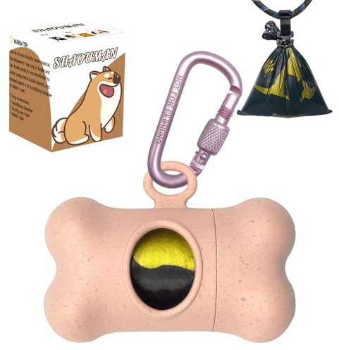 SHAOUMAN Porta sacchetti per la cacca del cane Dispenser per sacchetti per la cacca del cane con 3 attacchi per cani a passeggio al guinzaglio(1 supporto 15 sacchetti,Rosa)