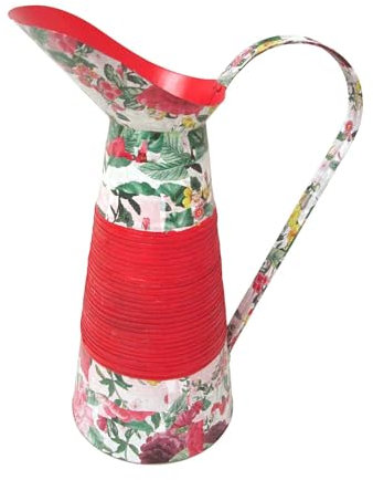 FLORERO Jarra REGADERA GALVANIZADA Grande 5 litros DECOPAUGE ROJA Flores