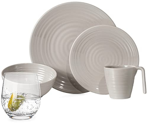 Melamin Camping Geschirr Set 4 Personen Coffee 16 Teilig + Timo Gläser Wassergläser Tafelgeschirr Picknick BBQ Kochgeschirr