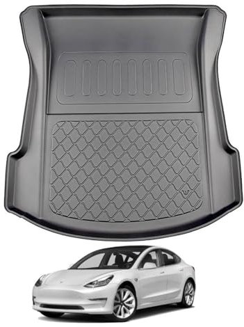 NOMAD Tesla Model 3 (2017+) Boot Liner Premium Tailored Fit Car Floor Mat Protector Easy Install Non Slip Thermoplastic Waterproof Dog & Pet Friendly Raised Edges Compatible Custom Fit Accessory