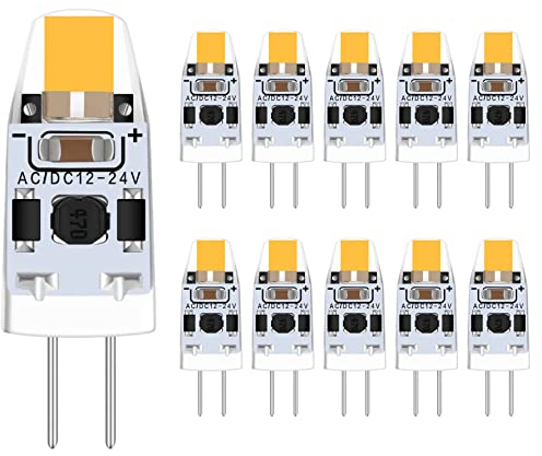 G4 LED Lampen-2W G4 LED Birnen Ersetzt für 20W Halogenlampen, G4 LED Dimmbar Glühbirnen,3000K Warmweiss 200lm, AC/DC 12-24V LED Leuchtmittel,Kein Flackern, 10er Pack