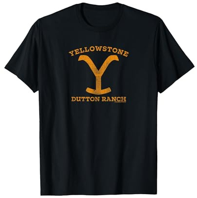 Yellowstone Dutton Ranch Distressed Logo T-Shirt, Men, Black, Large